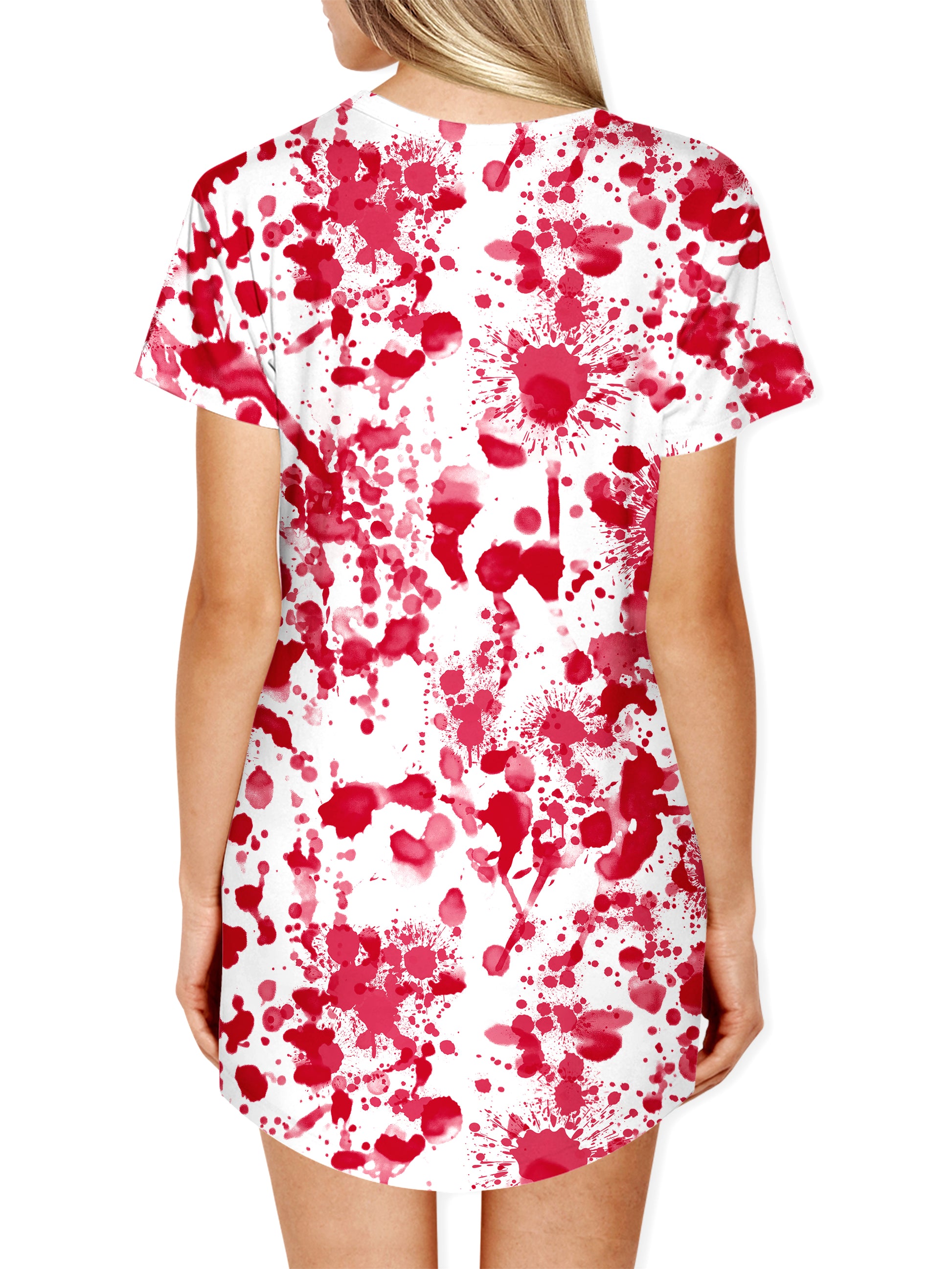 White Blood Print Drop Cut T-Shirt, Nakari Studios, | iEDM