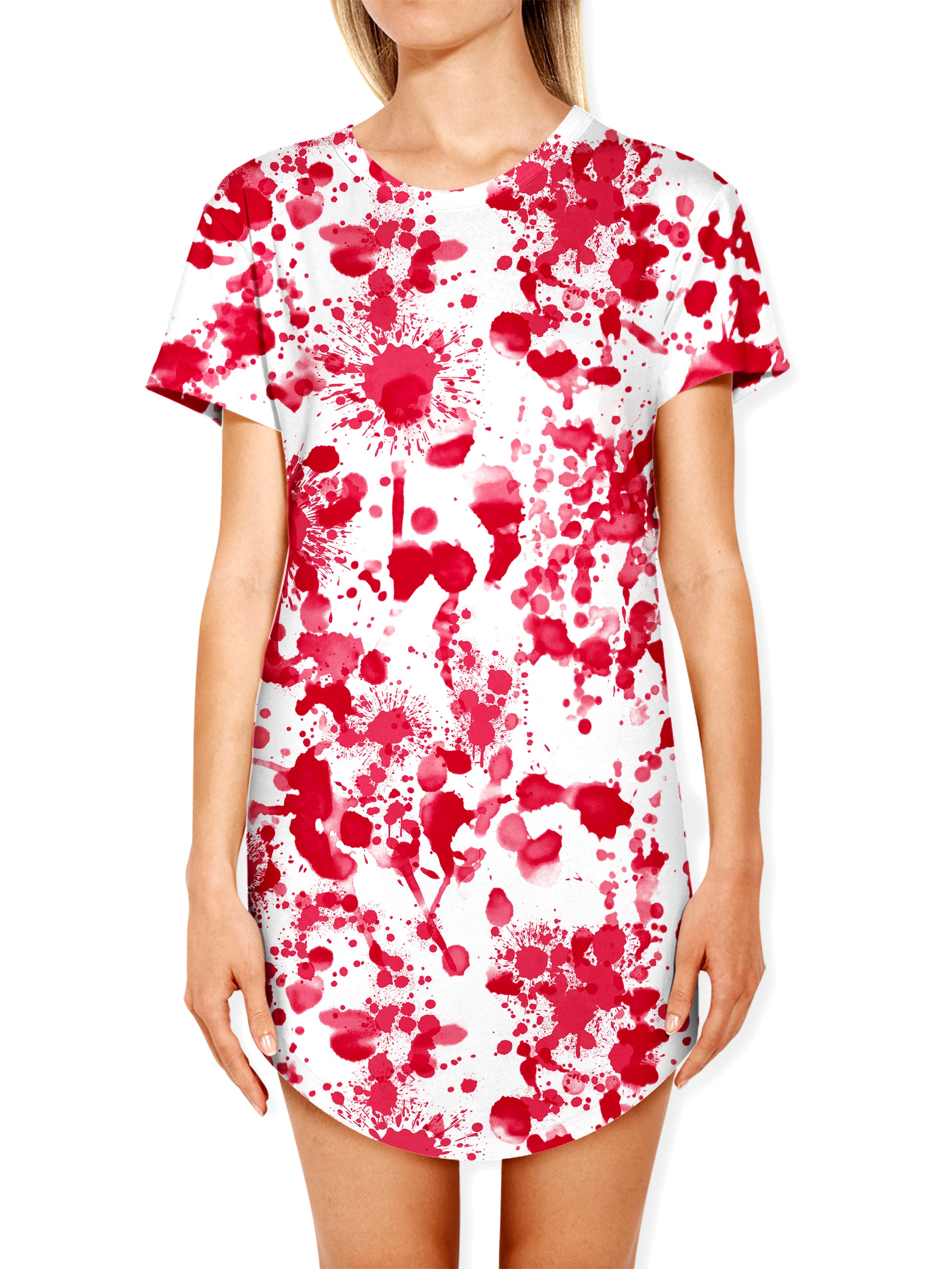 White Blood Print Drop Cut T-Shirt, Nakari Studios, | iEDM