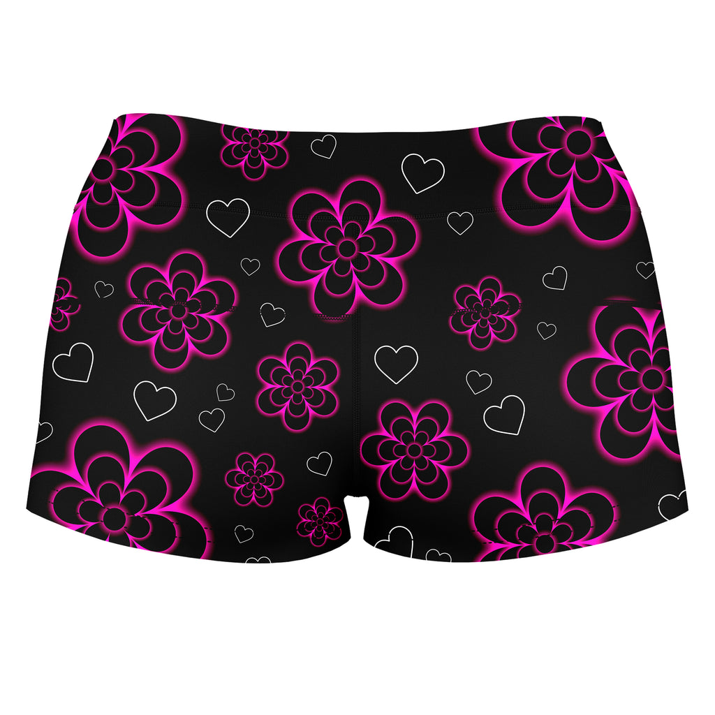 Tekno Flower High-Waisted Women's Shorts - iEDM