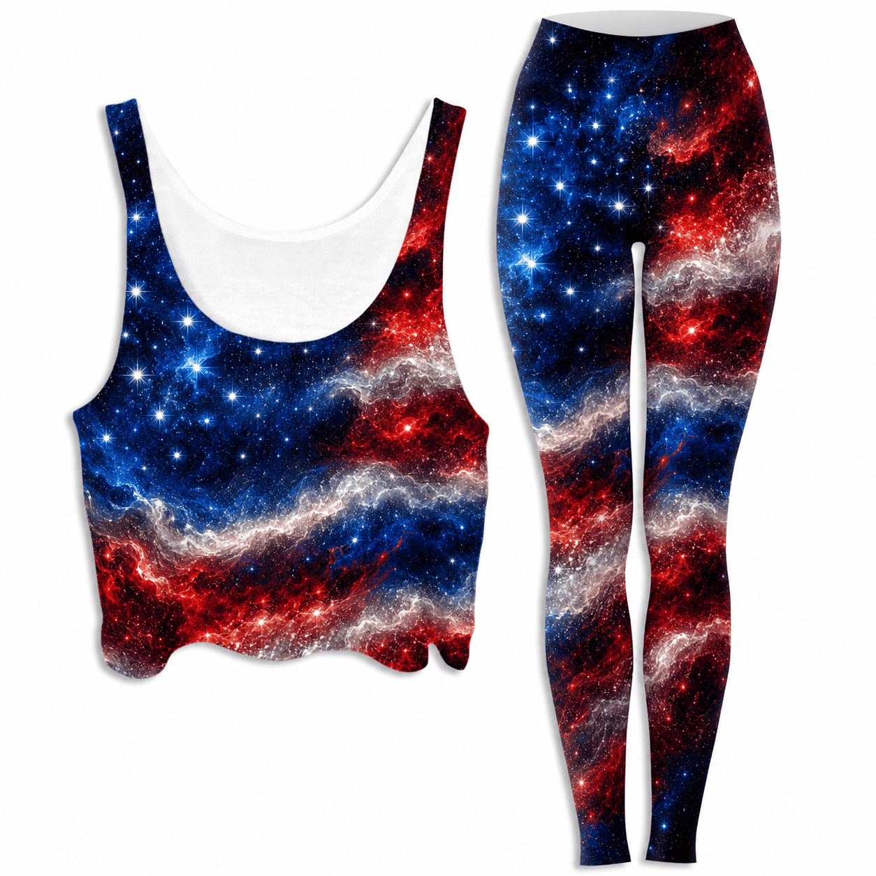 Nebula Stripes Crop Top and Leggings Combo