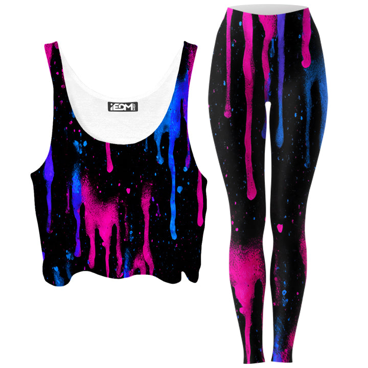 Neon Cascade Crop Top and Leggings Combo - iEDM