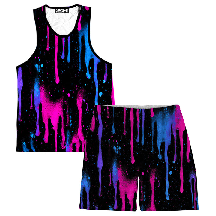 Neon Cascade Men's Tank and Shorts Combo - iEDM