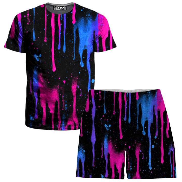 Neon Cascade Men's T-Shirt and Shorts Combo - iEDM
