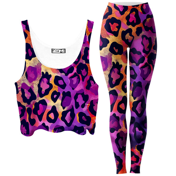 Neon Leopard Crop Top and Leggings Combo