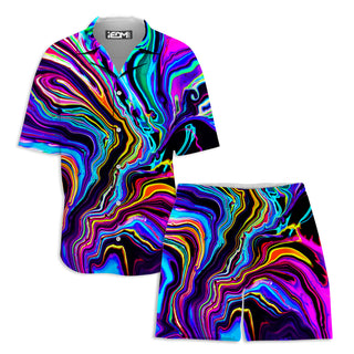 Psychedelic Pourhouse - Neon Rift Lounge Shirt and Shorts Combo