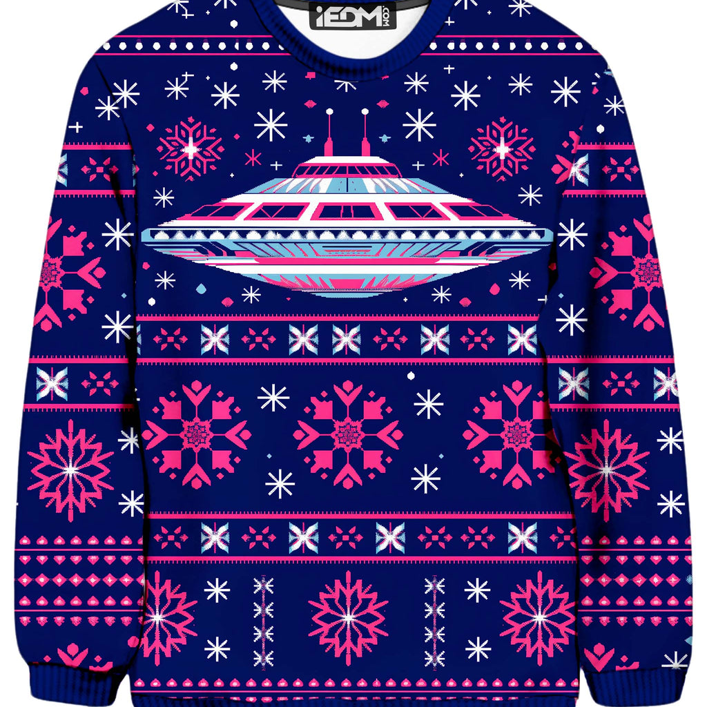 Neon Saucer Christmas Ugly Sweatshirt