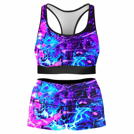 Cosmic Burst Rave Bra and High Waist Booty Shorts Combo, Noctum X Truth, | iEDM