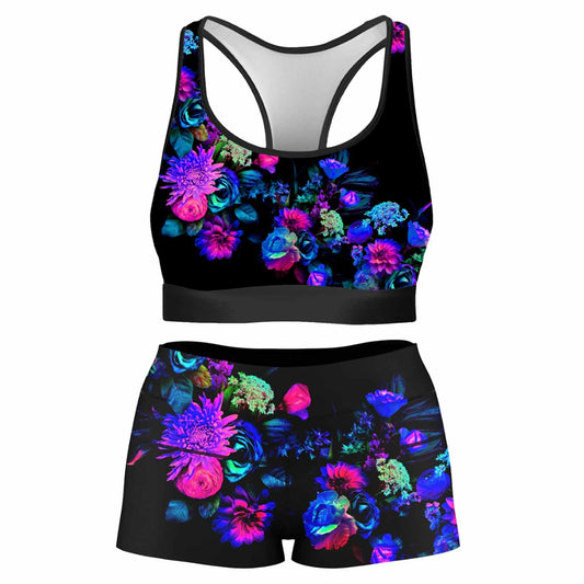 Darkest Bloom Rave Bra and High Waist Booty Shorts Combo, Noctum X Truth, | iEDM