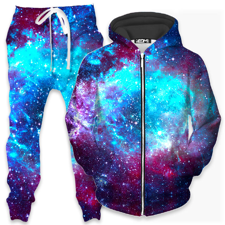 Blue Galaxy Zip-Up Hoodie and Joggers Combo - iEDM
