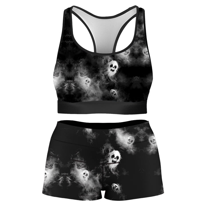 Phantom Mist Rave Bra and High Waist Booty Shorts Combo - iEDM