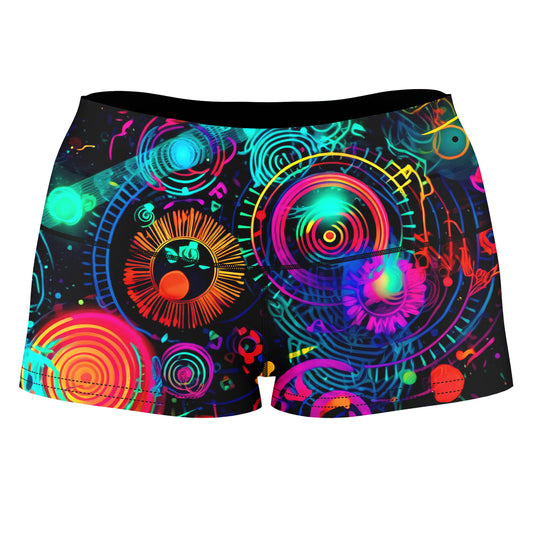 Retro Trip High-Waisted Women's Shorts, Psychedelic Pourhouse, | iEDM