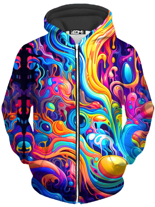 Kandi Swirl Unisex Zip-Up Hoodie, Psychedelic Pourhouse, | iEDM