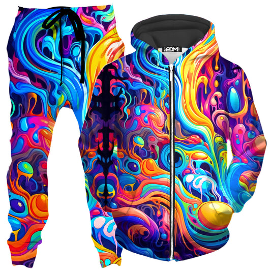 Kandi Swirl Zip-Up Hoodie and Joggers Combo, Psychedelic Pourhouse, | iEDM