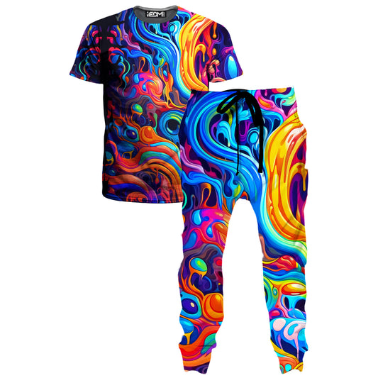 Kandi Swirl T-Shirt and Joggers Combo, Psychedelic Pourhouse, | iEDM