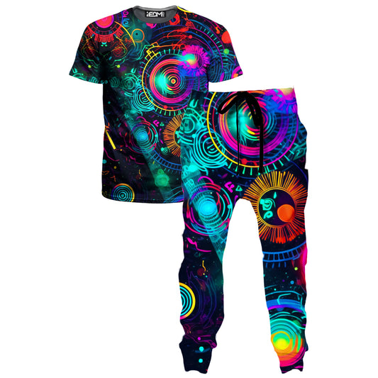 Retro Trip T-Shirt and Joggers Combo, Psychedelic Pourhouse, | iEDM