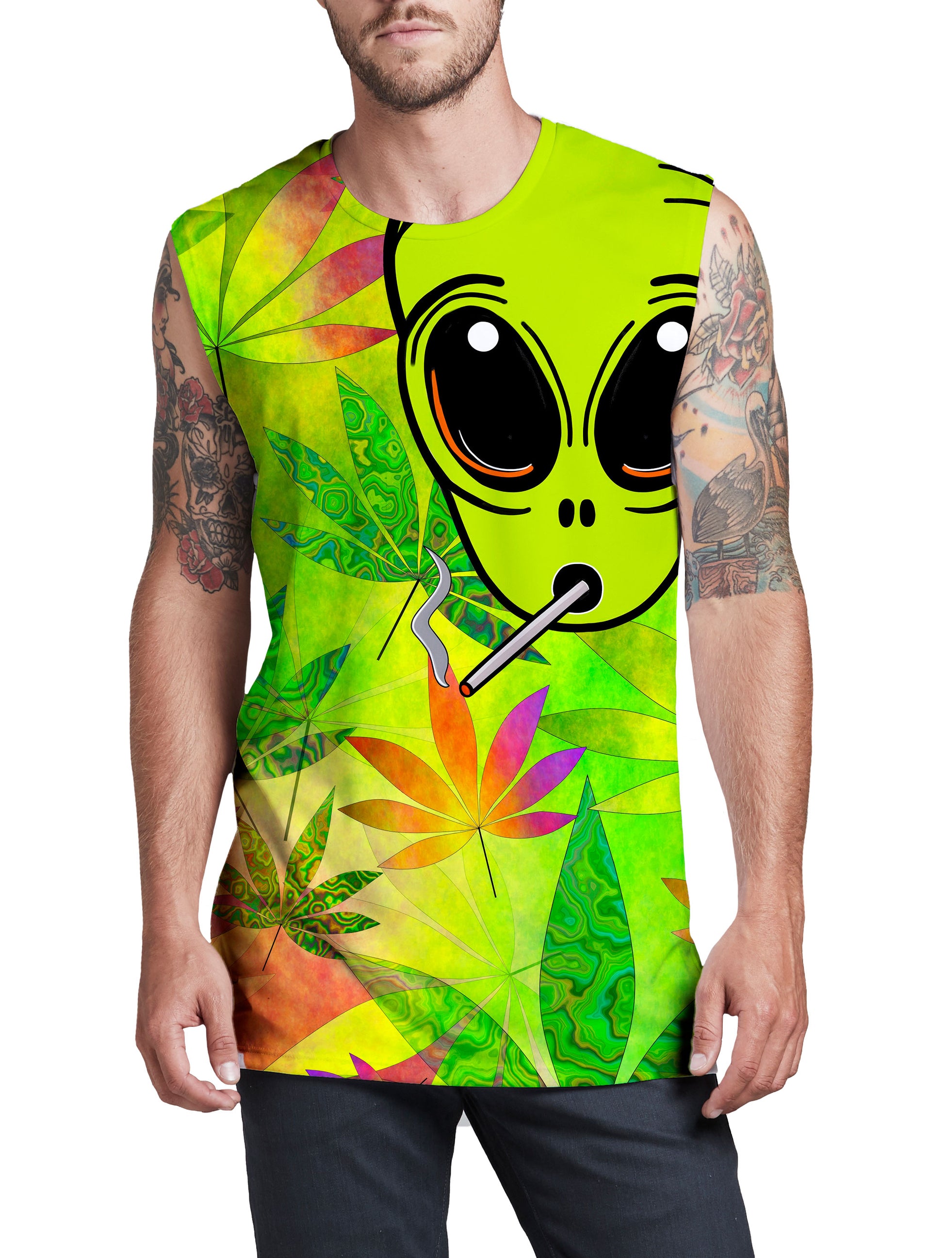 Alien Weed Men's Muscle Tank, Psychedelic Pourhouse, | iEDM