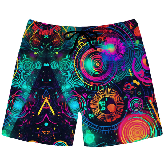 Retro Trip Swim Trunks, Psychedelic Pourhouse, | iEDM