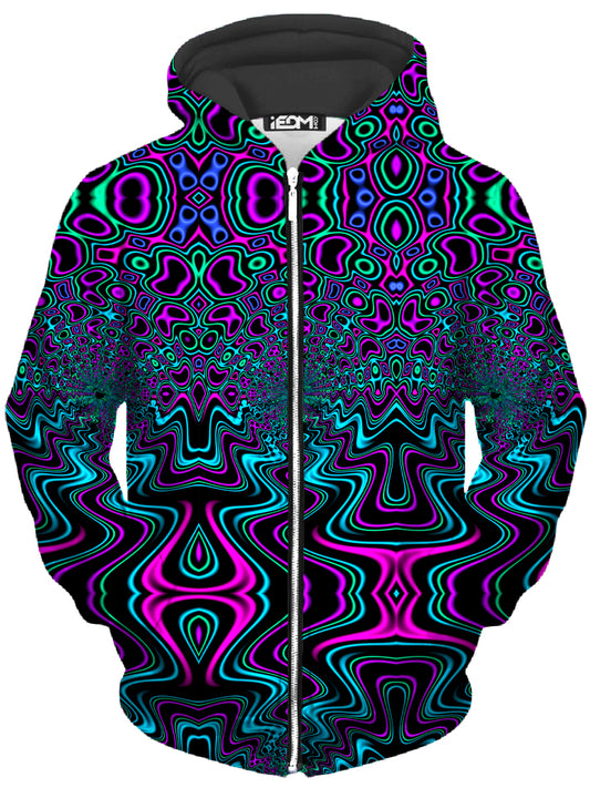 Fractal River Unisex Zip-Up Hoodie - iEDM