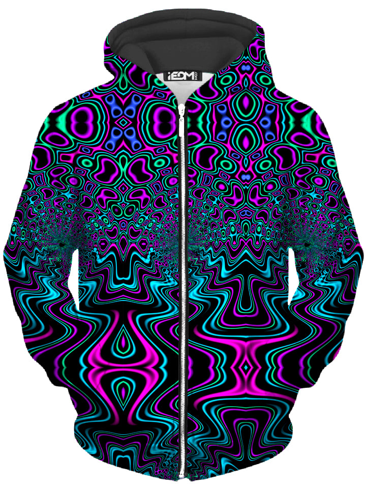 Fractal River Unisex Zip-Up Hoodie - iEDM