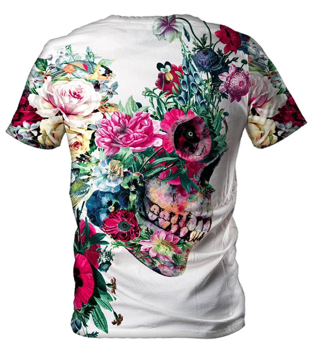 Pink Floral Men's T-Shirt by Riza Peker - 4X-Large - Short Sleeve - Rave Gear - iEDM