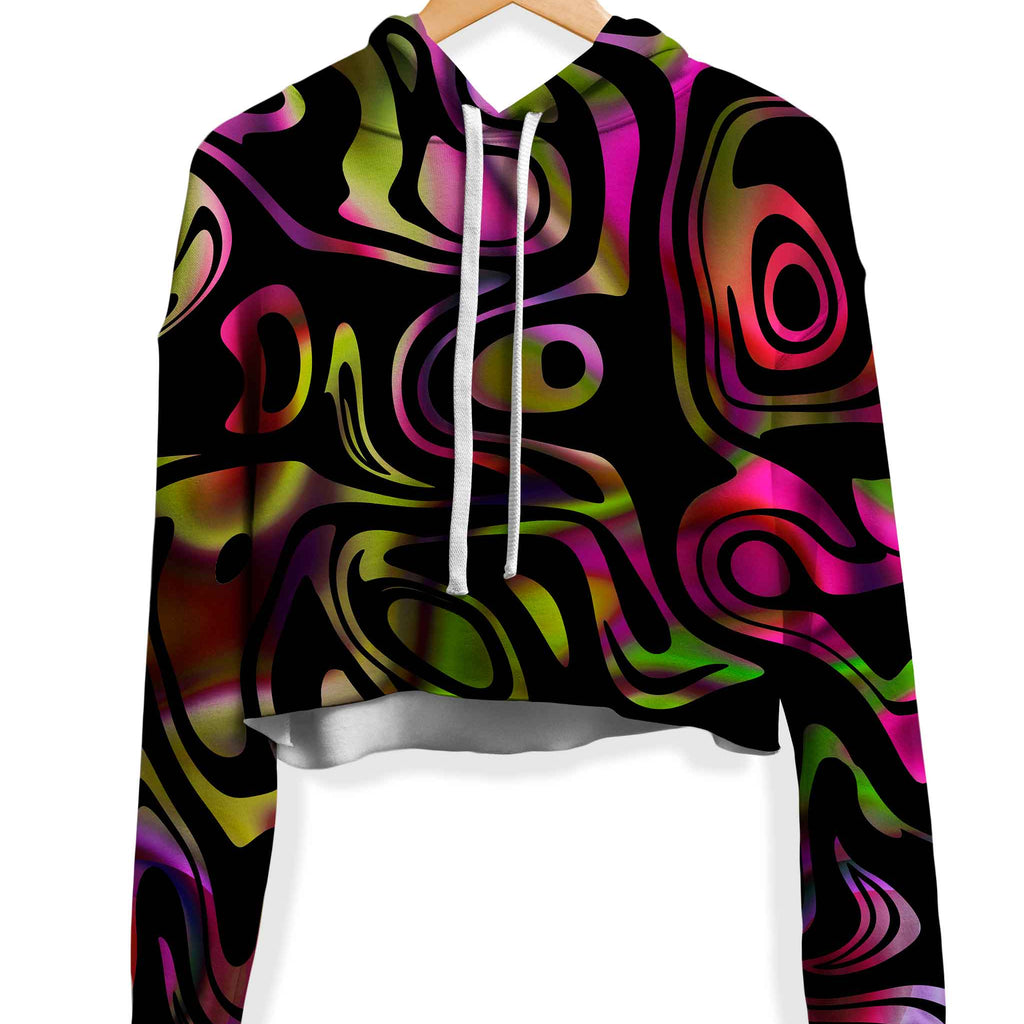 Loopy Abstract Fleece Crop Hoodie, Sartoris Art, | iEDM