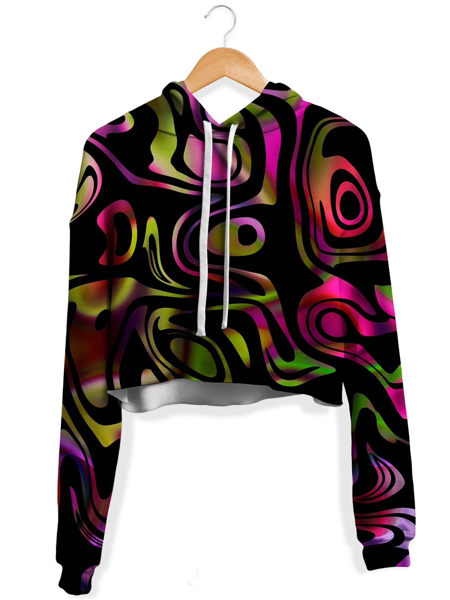 Loopy Abstract Fleece Crop Hoodie, Sartoris Art, | iEDM