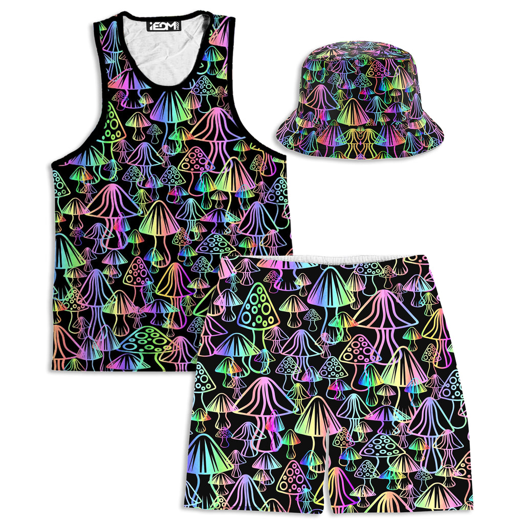 Magic Mushrooms Men's Tank and Shorts with Bucket Hat Combo, Sartoris Art, | iEDM