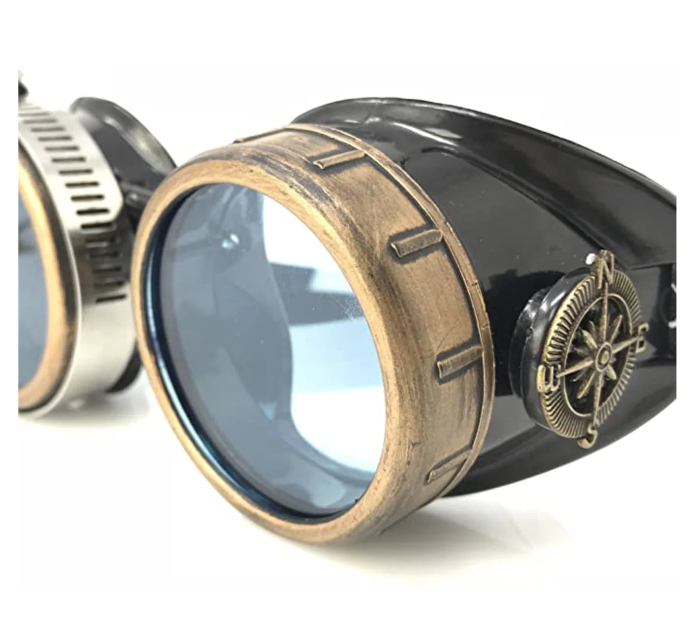 Steampunk Goggles With Magnifying Loupes UV Glow Neon Blue Prism Diffraction Lenses - iEDM