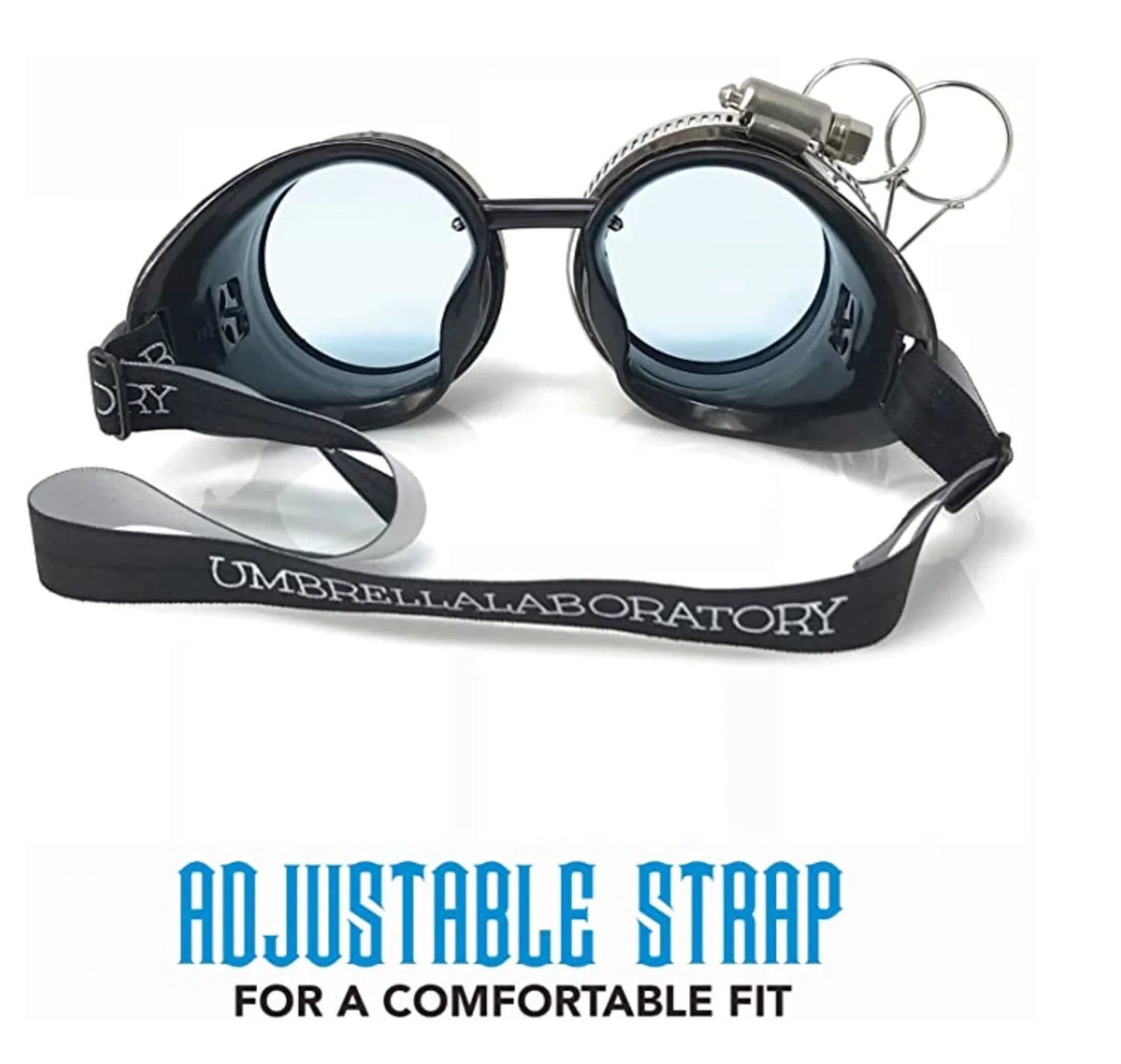 Steampunk Goggles With Magnifying Loupes UV Glow Neon Blue Prism Diffraction Lenses - iEDM