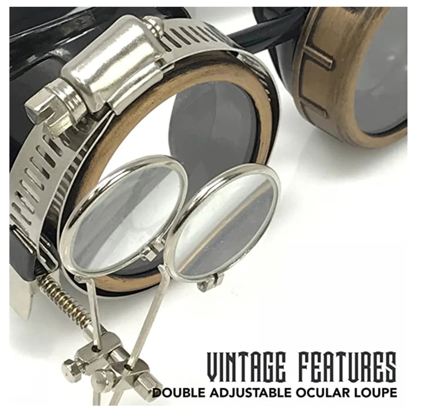 Steampunk Goggles With Magnifying Loupes Crystal Clear Spiral Diffraction Lenses - iEDM
