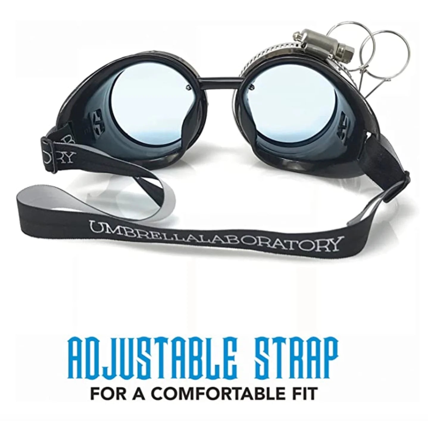 Steampunk Goggles With Magnifying Loupes UV Glow Neon Blue Spiral Diffraction Lenses - iEDM