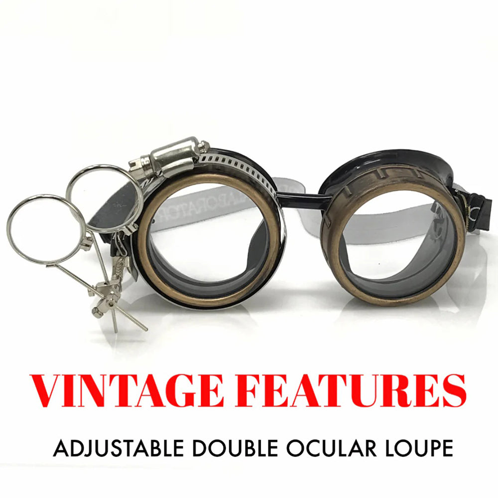 Steampunk Goggles With Magnifying Loupes Clear Lenses - iEDM