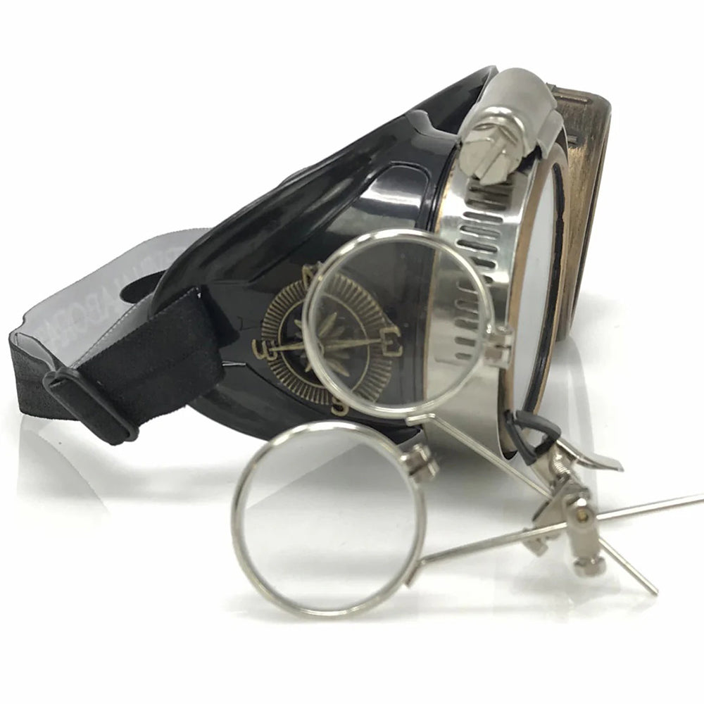 Steampunk Goggles With Magnifying Loupes Clear Lenses - iEDM