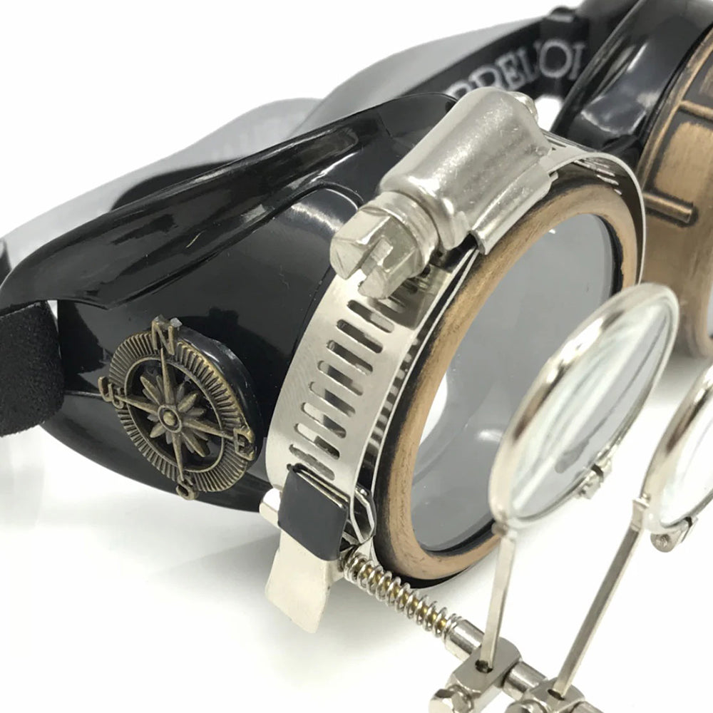 Steampunk Goggles With Magnifying Loupes Clear Lenses