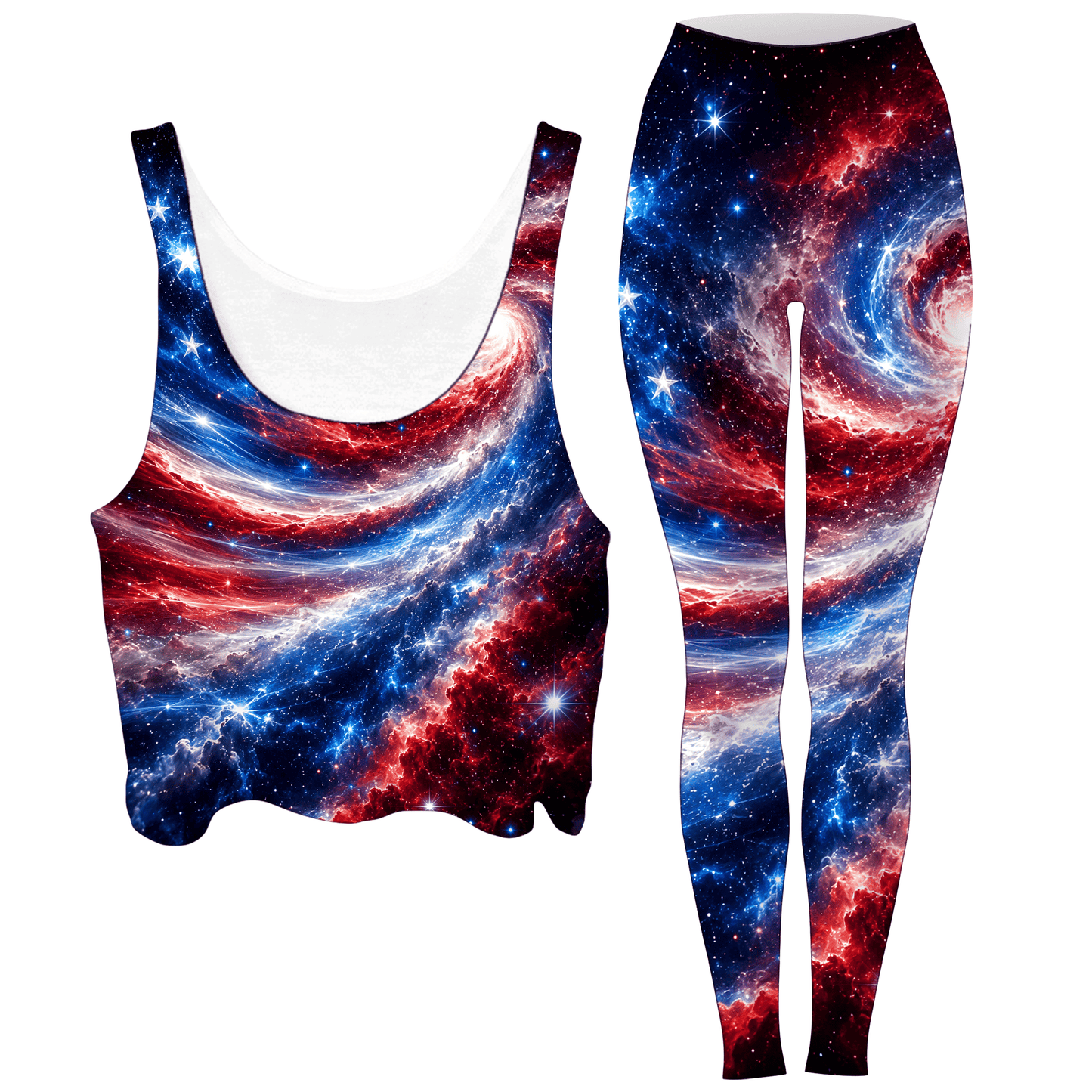Star Spangled Spiral Crop Top and Leggings Combo
