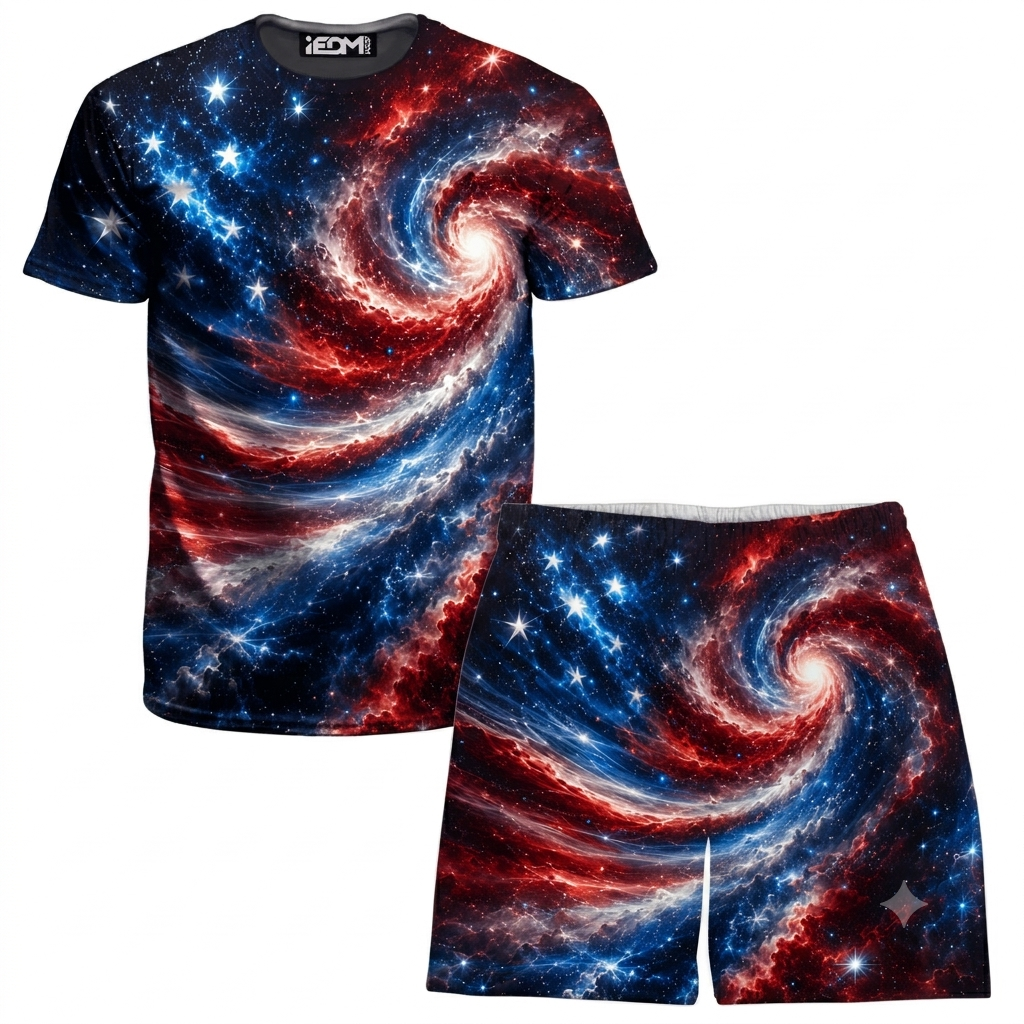 Star Spangled Spiral Men's T-Shirt and Shorts Combo