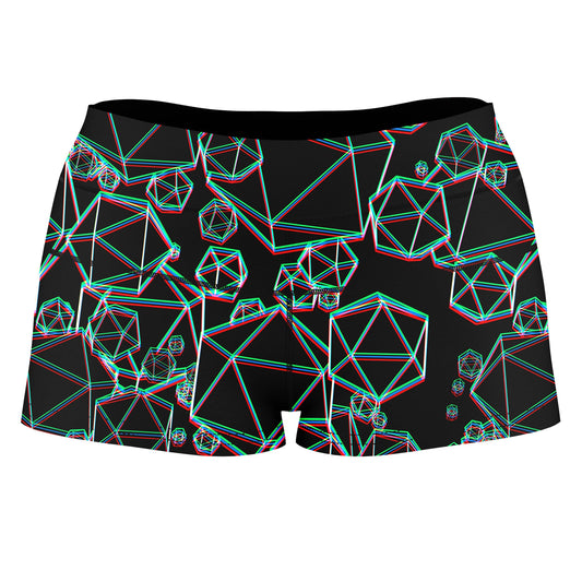 Icosahedron Madness Glitch High-Waisted Women's Shorts, Yantrart Design, | iEDM
