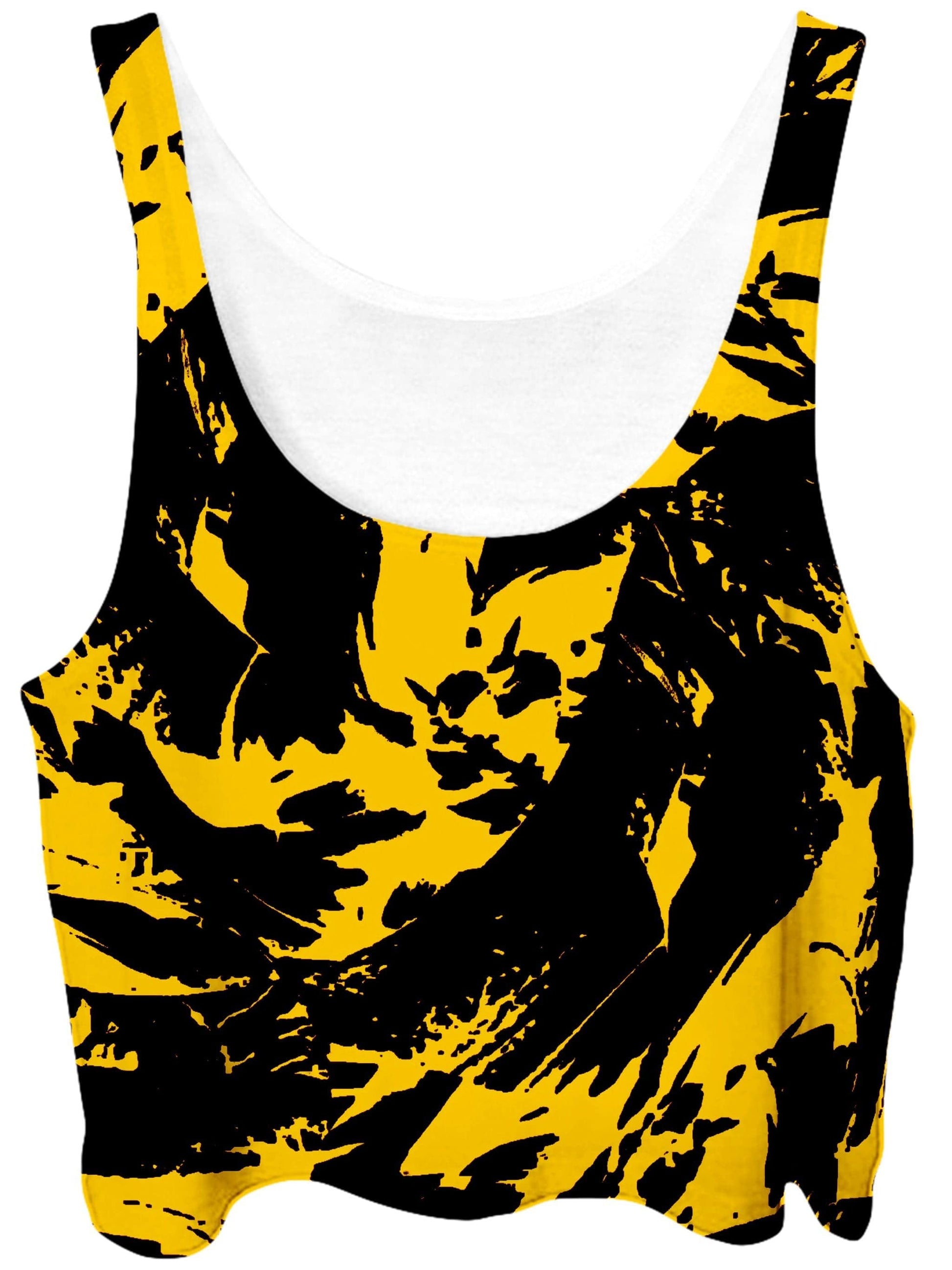 Black and Yellow Paint Splatter Crop Top, Big Tex Funkadelic, | iEDM