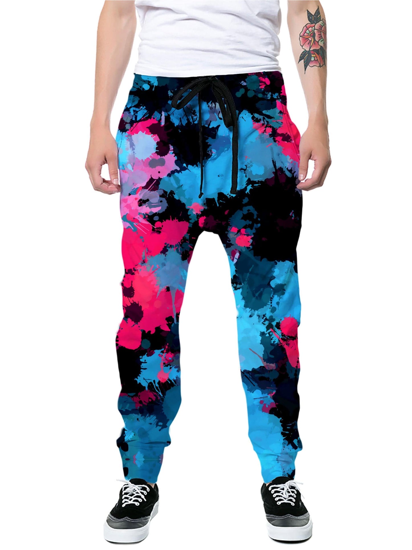 Pink and Blue Paint Splatter Joggers, Big Tex Funkadelic, | iEDM