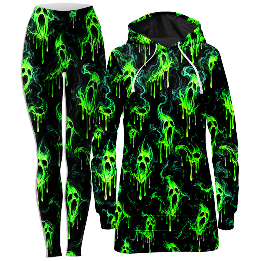 Ghost Drip Hoodie Dress and Leggings Combo