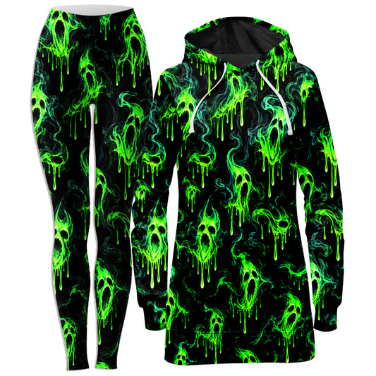 Ghost Drip Hoodie Dress and Leggings Combo