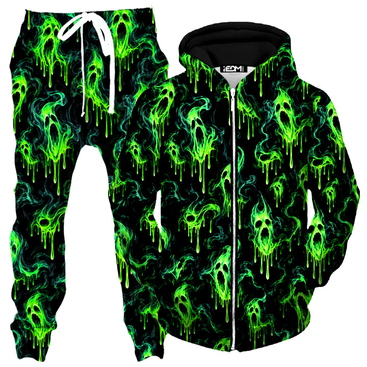 Ghost Drip Zip-Up Hoodie and Joggers Combo