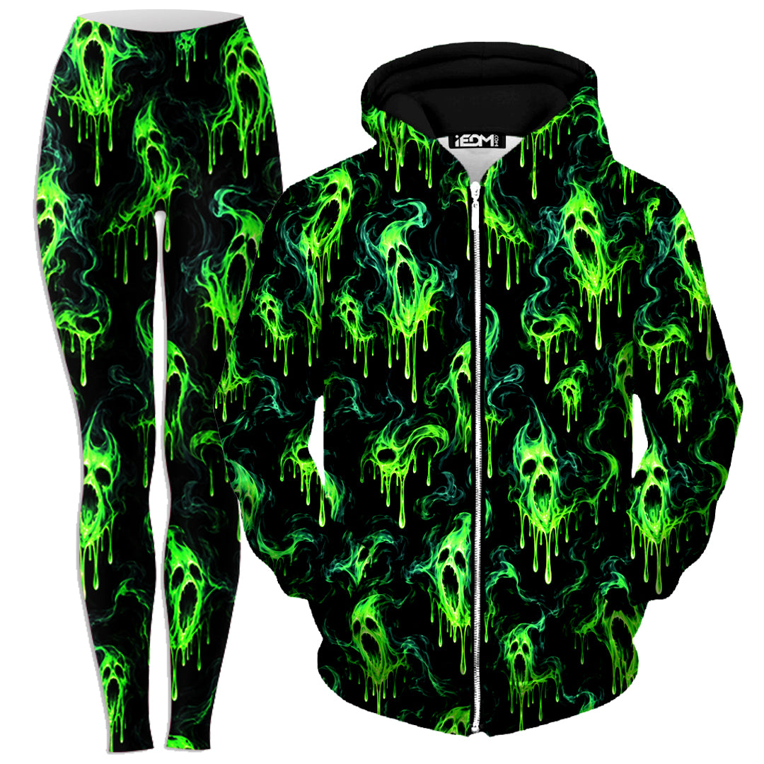 Ghost Drip Zip-Up Hoodie and Leggings Combo