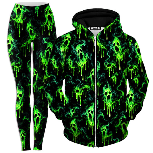 Ghost Drip Zip-Up Hoodie and Leggings Combo