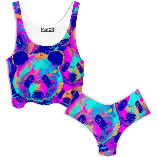 Panda Melt Crop Top and Booty Shorts Combo, iEDM, | iEDM
