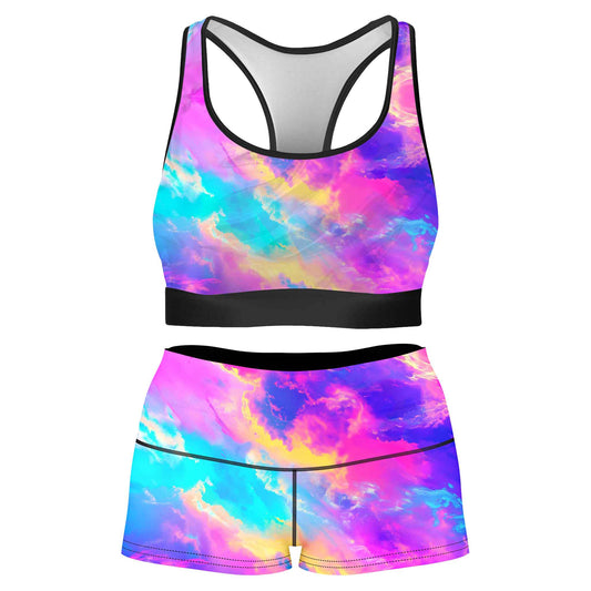 Claudopia Rave Bra and High Waist Booty Shorts Combo, iEDM, | iEDM
