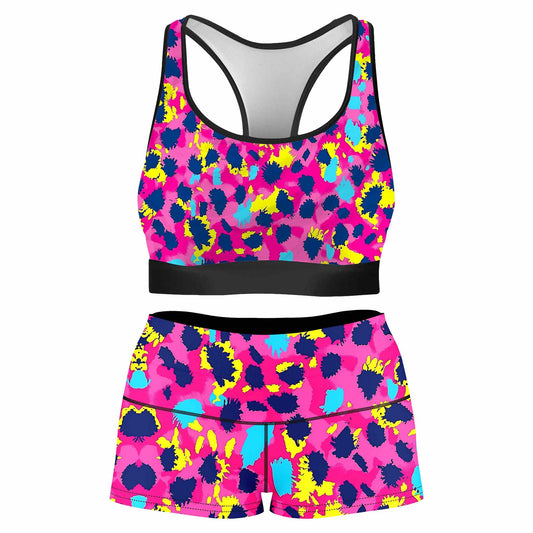 Pink Panther Rave Bra and High Waist Booty Shorts Combo, iEDM, | iEDM