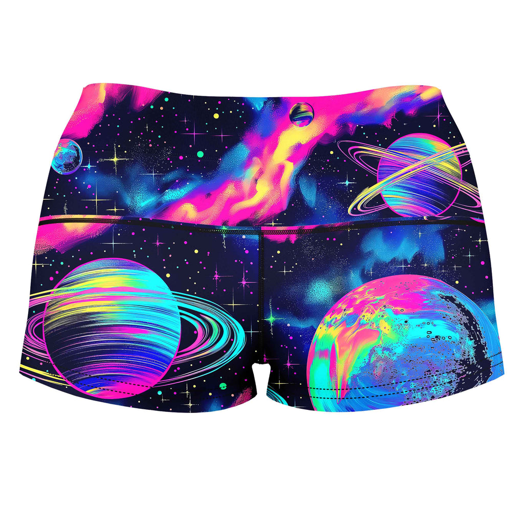 Planetary Hive Mind High-Waisted Women's Shorts, iEDM, | iEDM