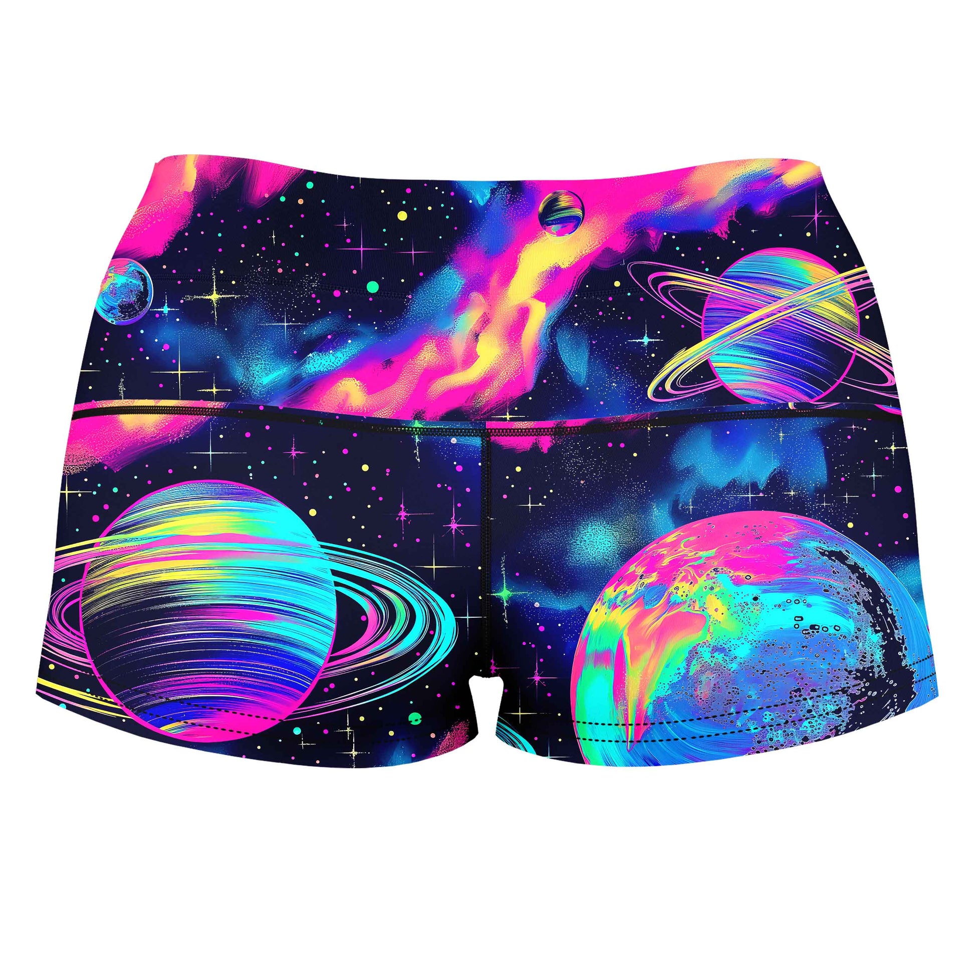Planetary Hive Mind High-Waisted Women's Shorts, iEDM, | iEDM