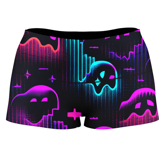 Ghost Melt High-Waisted Women's Shorts, iEDM, | iEDM